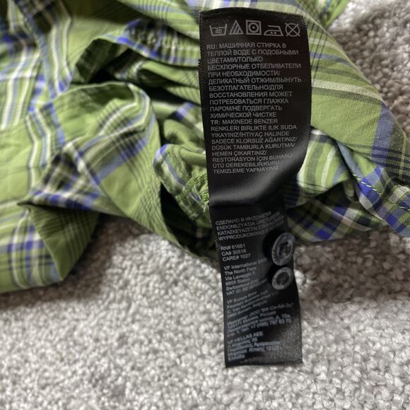 North Face Button Down Shirt Mens Extra Large Nylon Plaid Short Sleeve Green - Picture 7 of 13